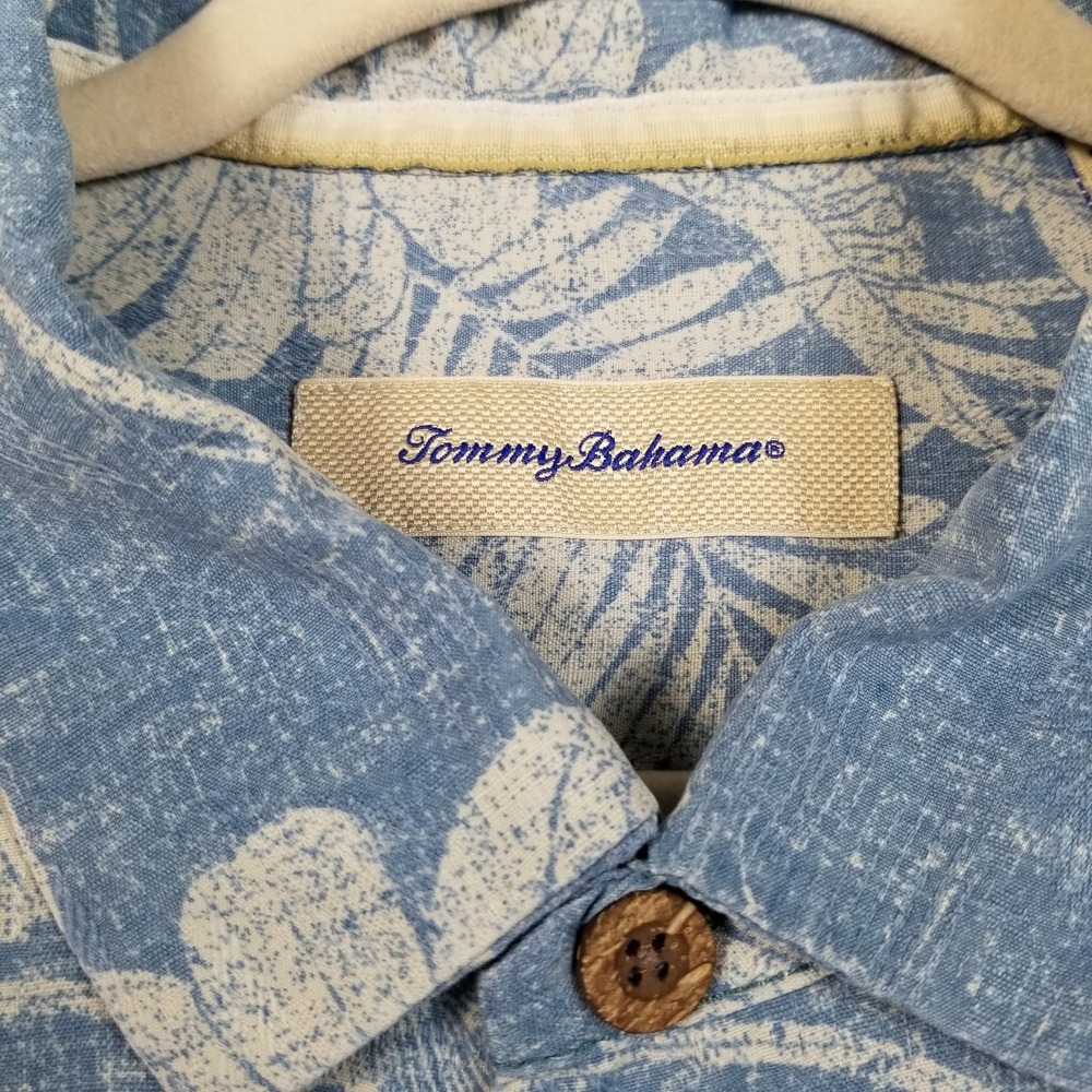 Tommy Bahama Button Up Shirt Mens XL Blue Floral Silk Blend Island Zone Aloha - Picture 6 of 10